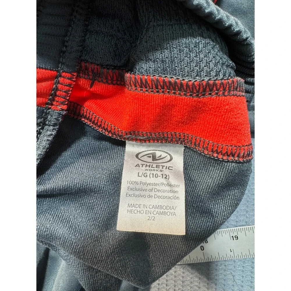 Athletic Works Track Pants Girls L 10-12 Gray Red Stripe Activewear Joggers